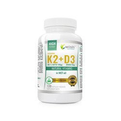 WISH Pharmaceutical Vitamin K2 Mk-7 100mcg + D3 50mcg in MCT-Öl - 120caps