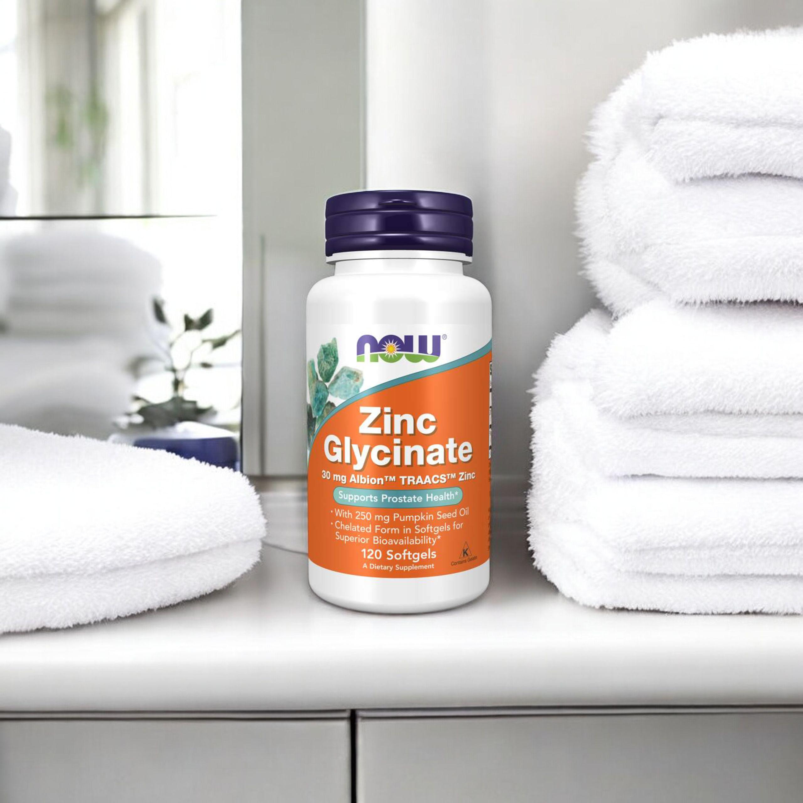 NOW Zinc Glycinate 30mg - 120softgels - Glicynian Zink