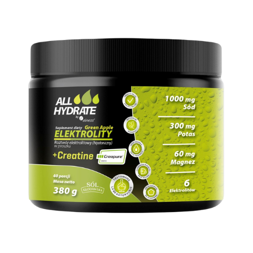 ALINESS - All Hydrate Elektolity+Creatine Creapure - 380g - Grüner Apfel