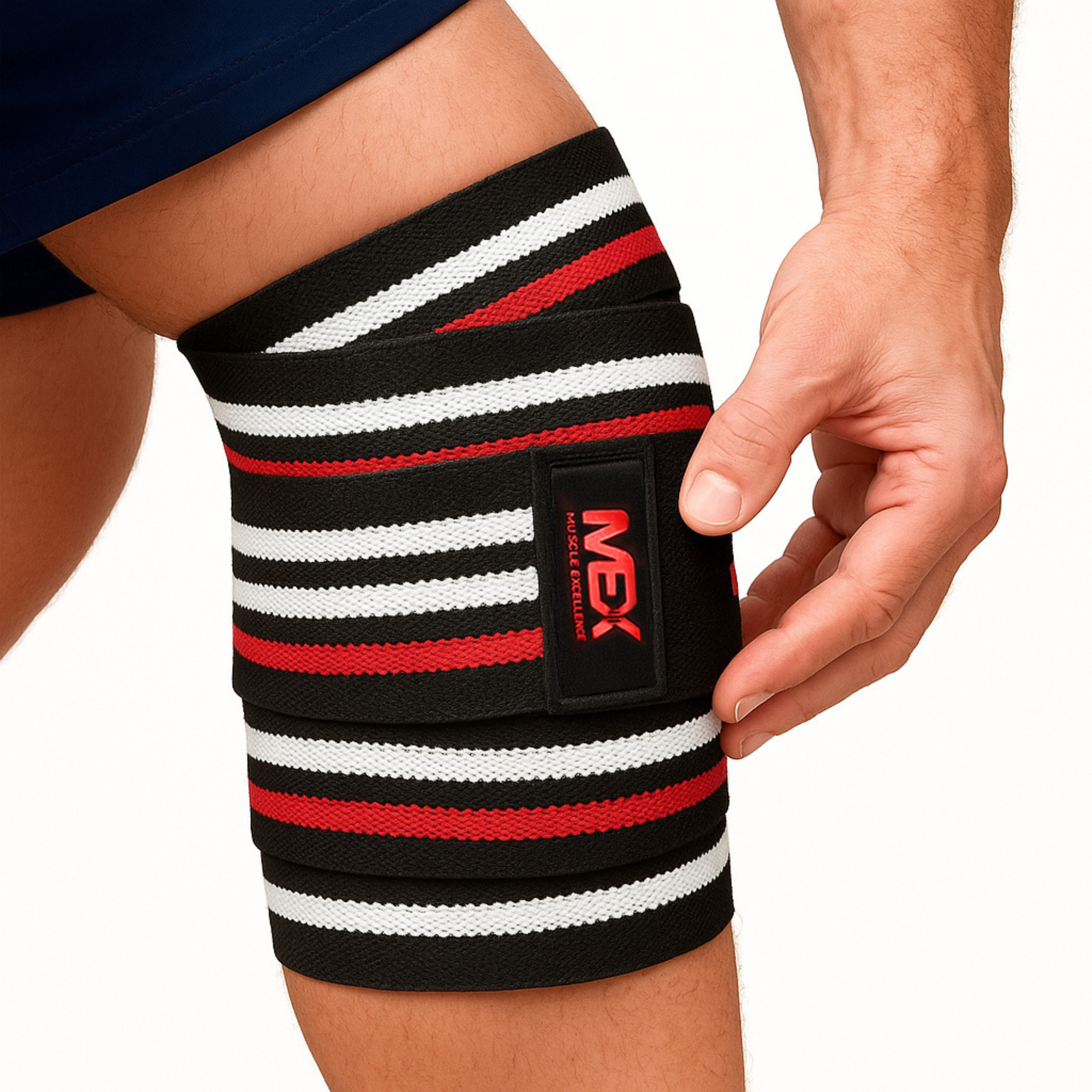 MEX SPORT - Knee Wraps - Schwarz/Rot/Weiß
