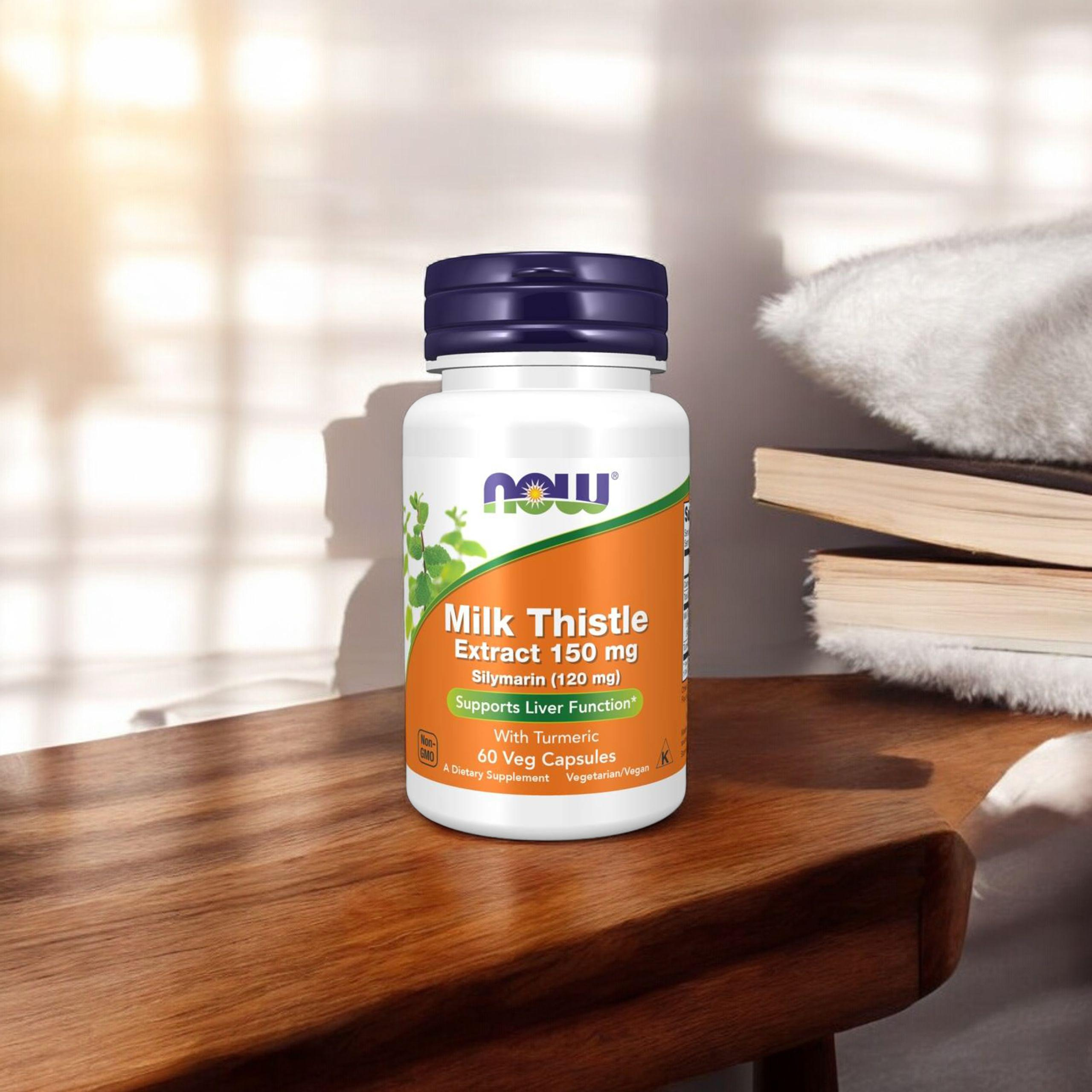 NOW Mariendistel-Extrakt 150mg Silymarin (120mg) mit Kurkuma - 60vcaps.