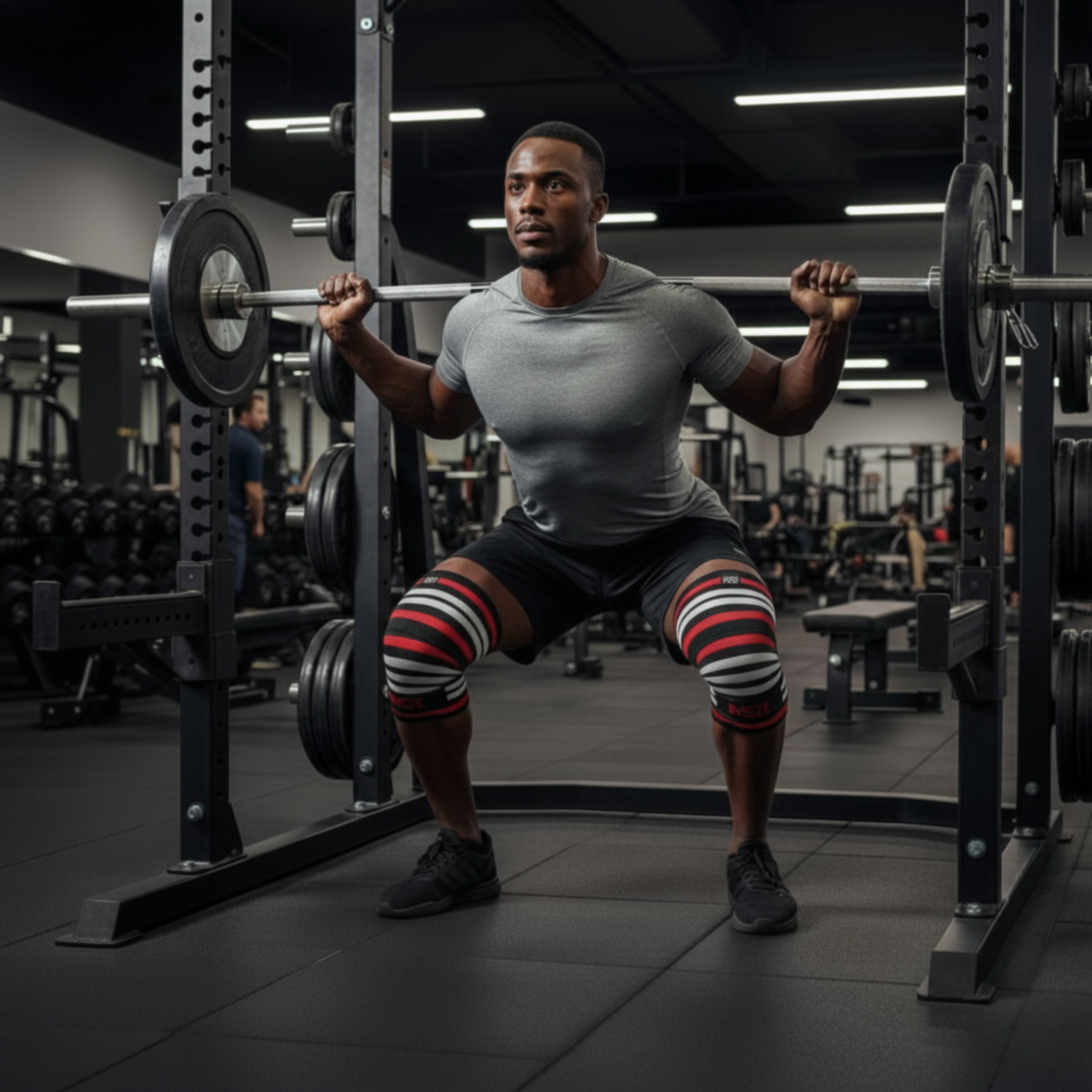 MEX SPORT - Knee Wraps - Schwarz/Rot/Weiß