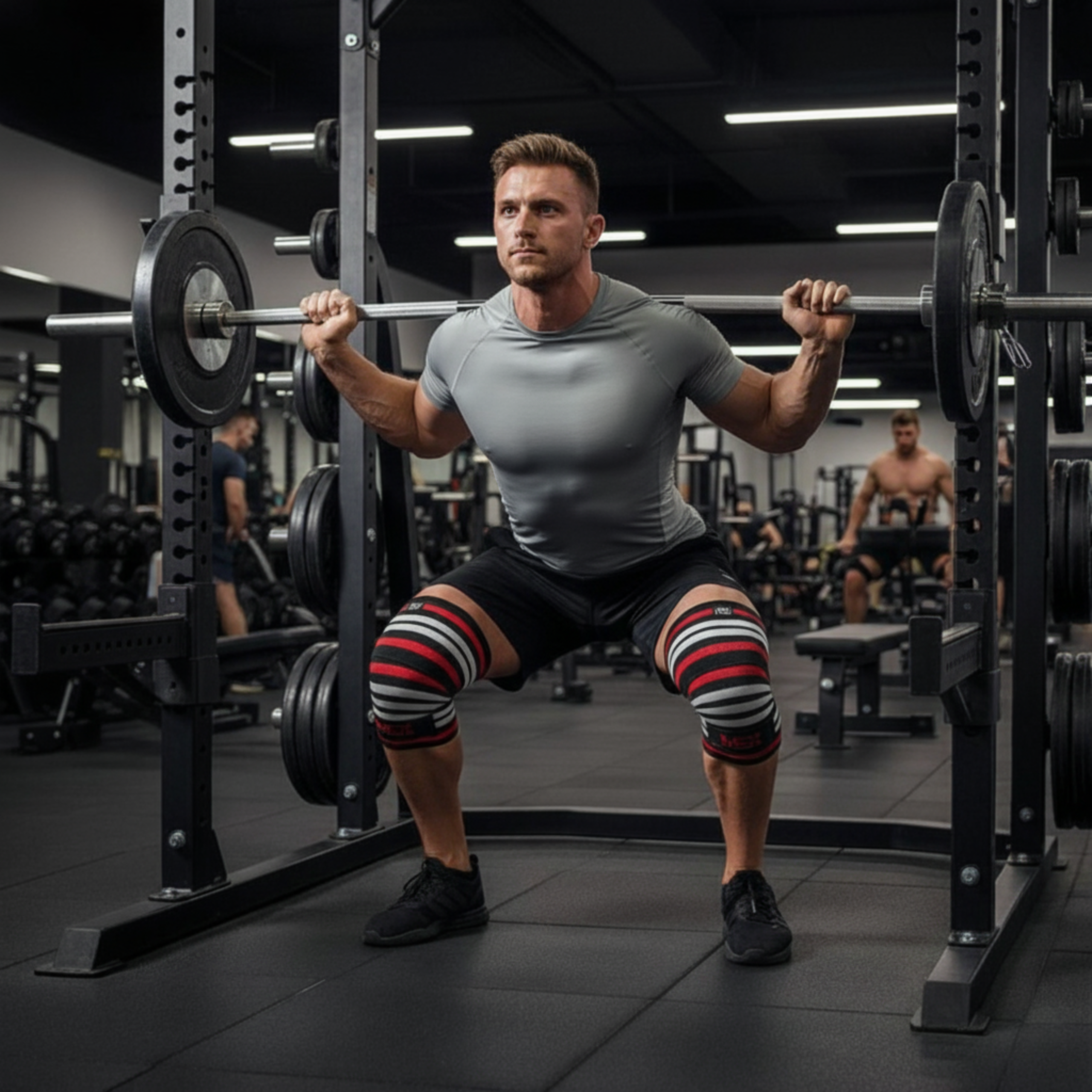 MEX SPORT - Knee Wraps - Schwarz/Rot/Weiß